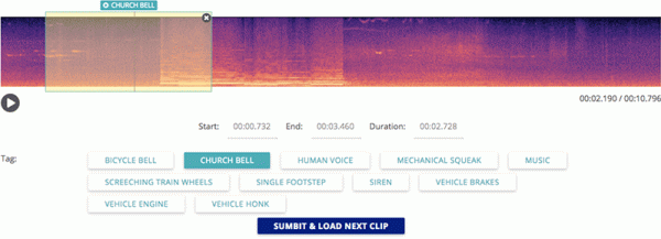 Screenshot of CrowdCurio's Audio Annotator