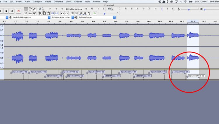 Labeling in Audacity