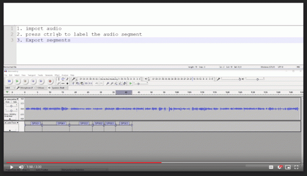 Screenshot of the video Prosa made demonstrating their audio labeling process