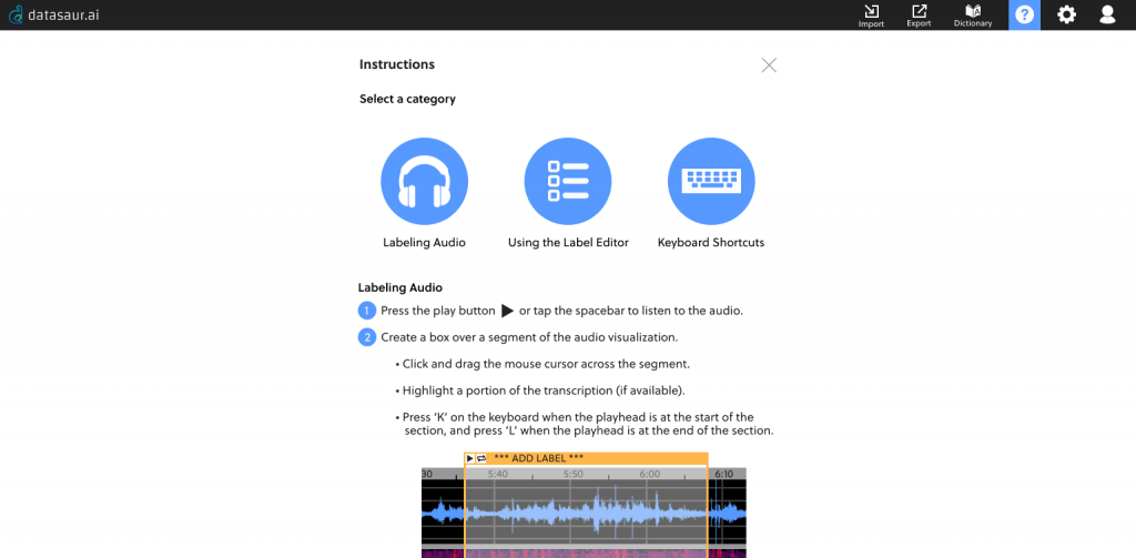 Instructions screen